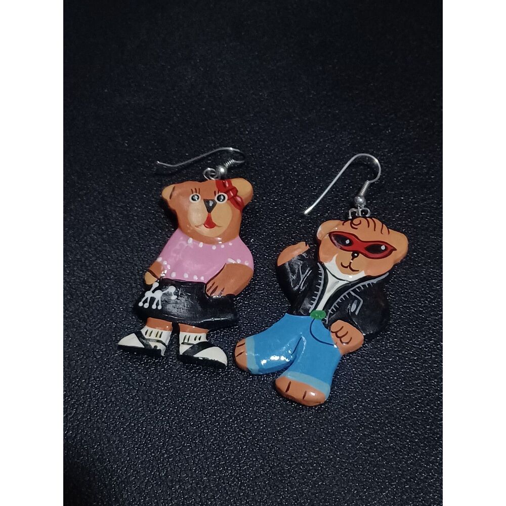 50s-Style Novelty Bear Earrings - Picture 2 of 4